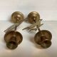 Pair of brass Christmas angel and reindeer candle holders