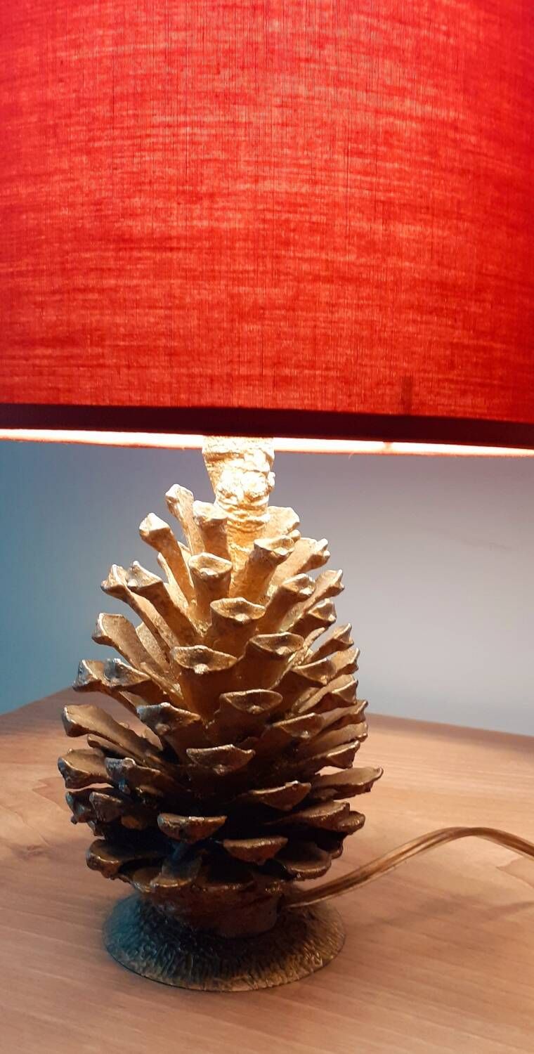 Old bronze pine cone lamp