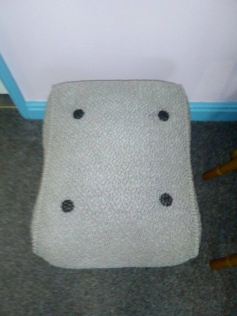 Mid-Century 1970s footrest in black and yellow fabric, vintage design from the Czech Republic.