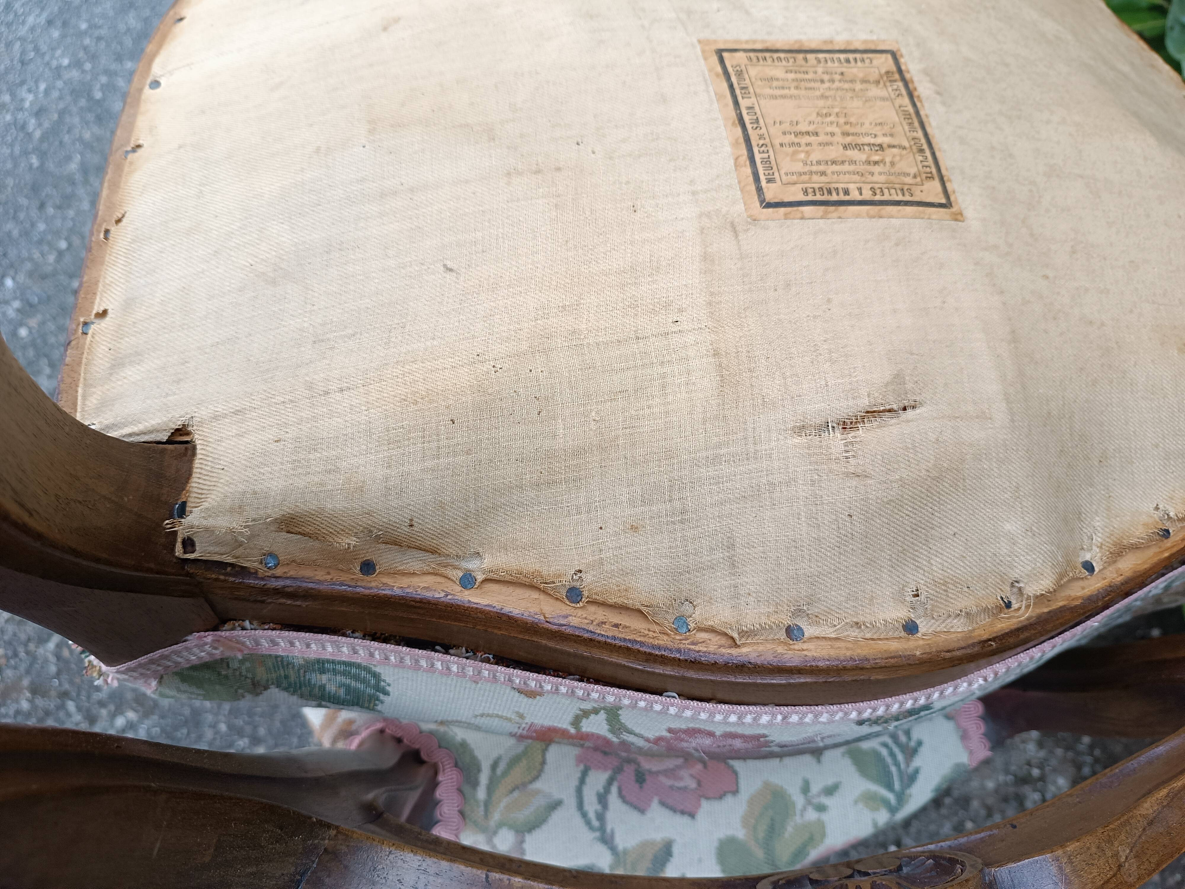 Pair of Louis XV chairs in carved walnut.
