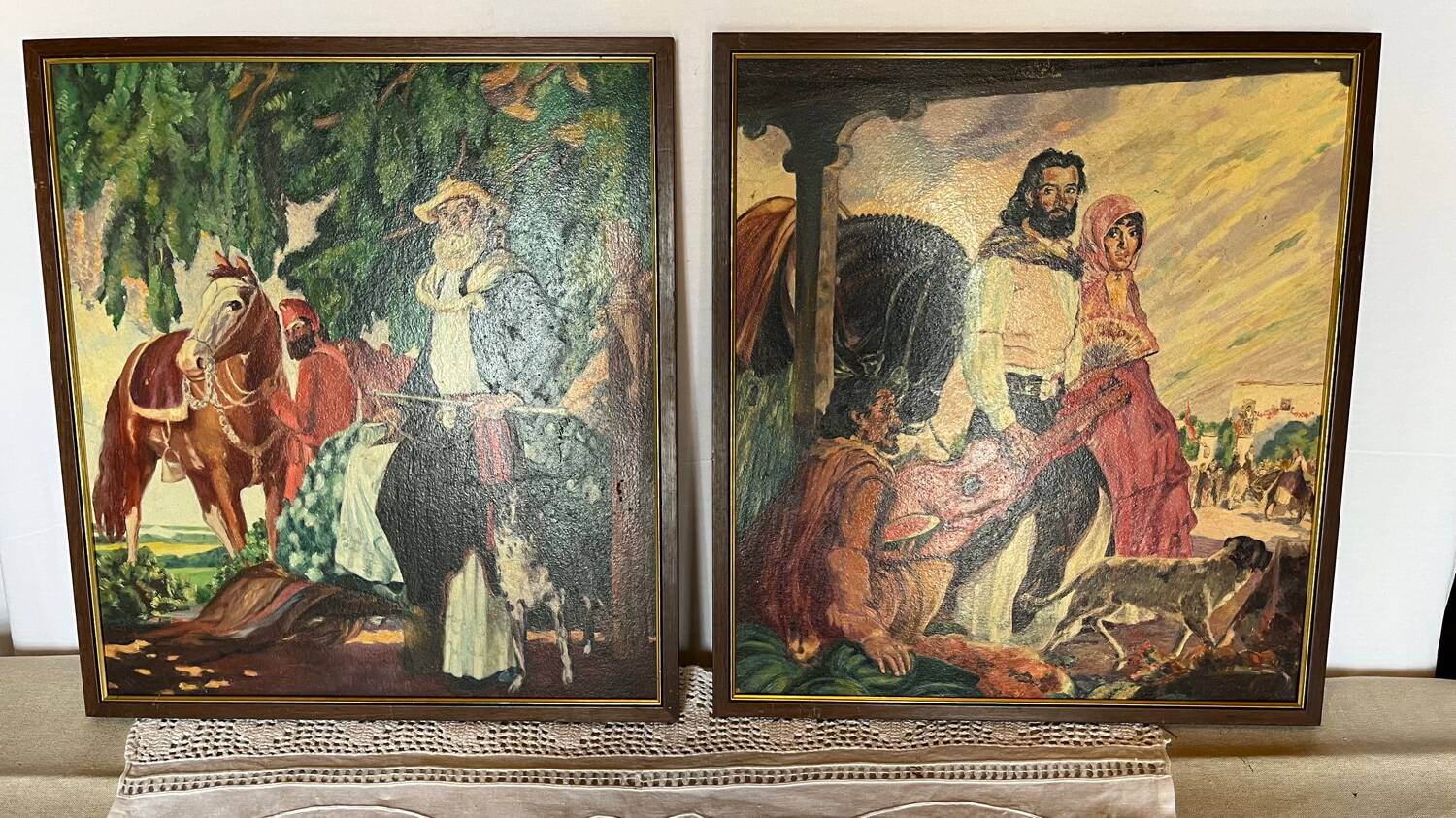 Lot of 2 vintage paintings life in Argentina