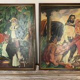 Lot of 2 vintage paintings life in Argentina