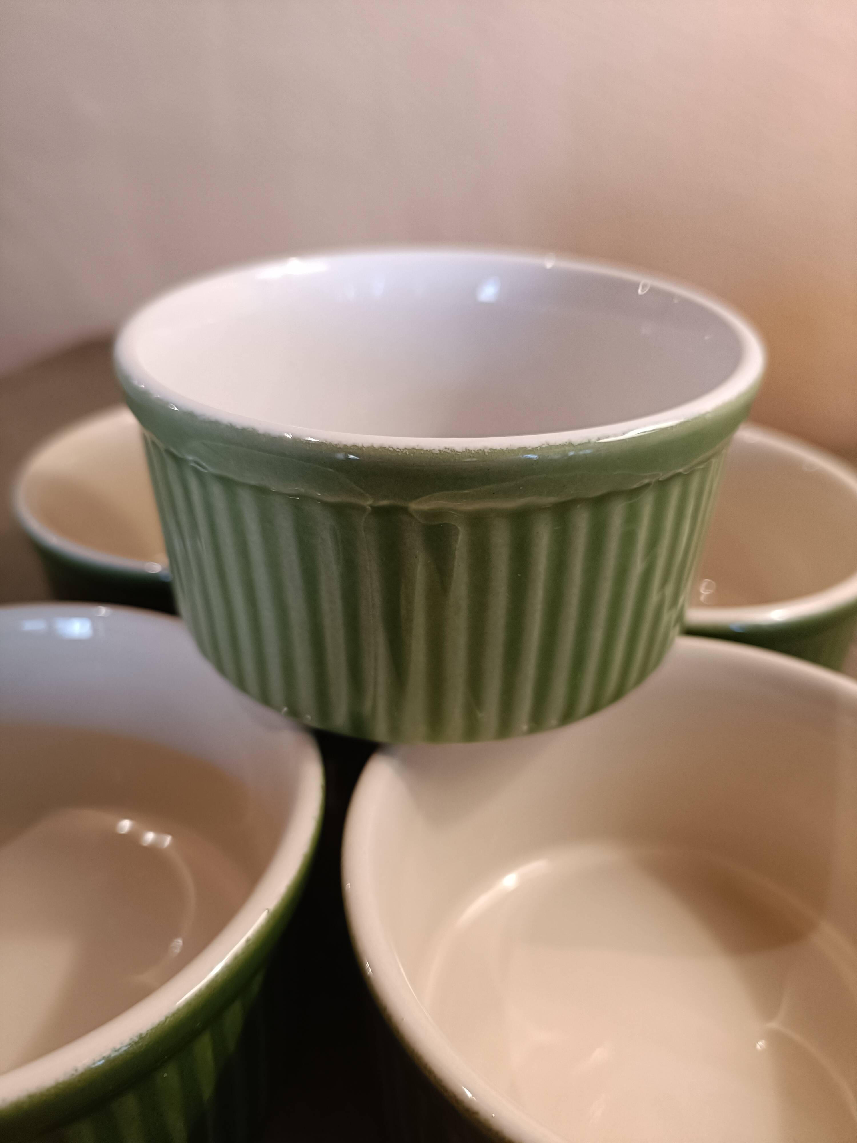 Set of 5 green ramekins Emile Henry