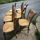 Set of 8 solid cherrywood chairs with straw seats, Directoire period