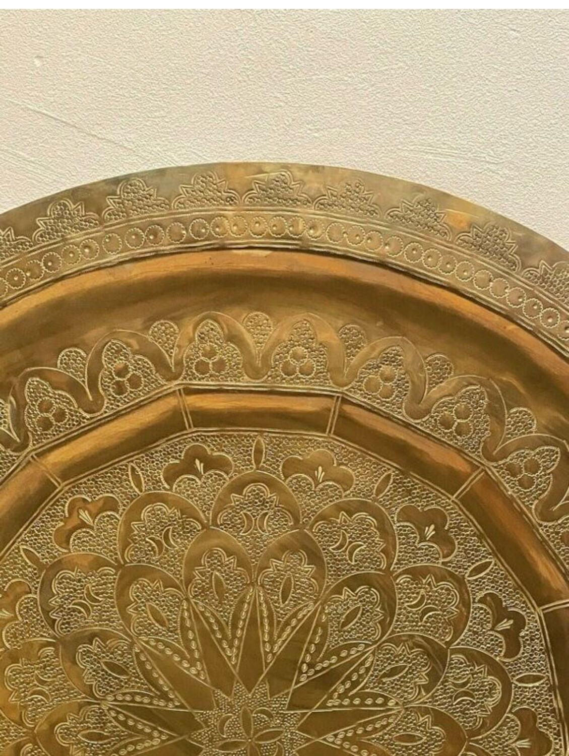 Chic vintage ethnic decorative oriental engraved copper plate