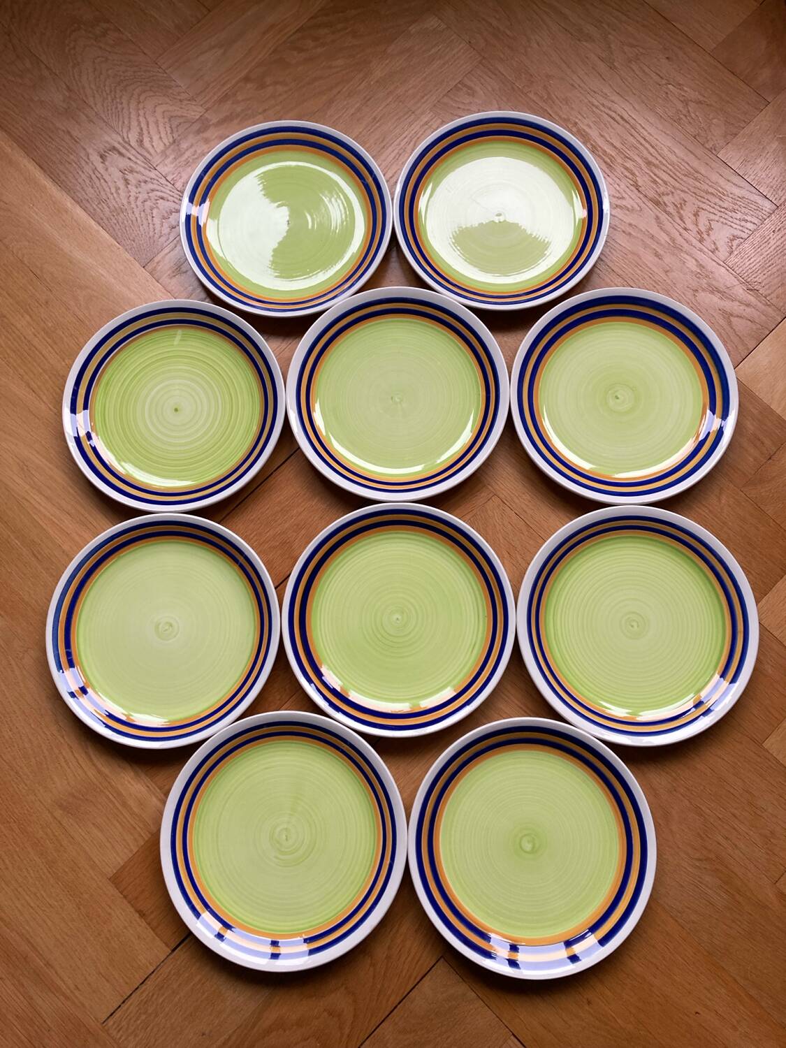 Colorful dessert plates Digoin Sarreguemines Florence