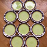 Colorful dessert plates Digoin Sarreguemines Florence