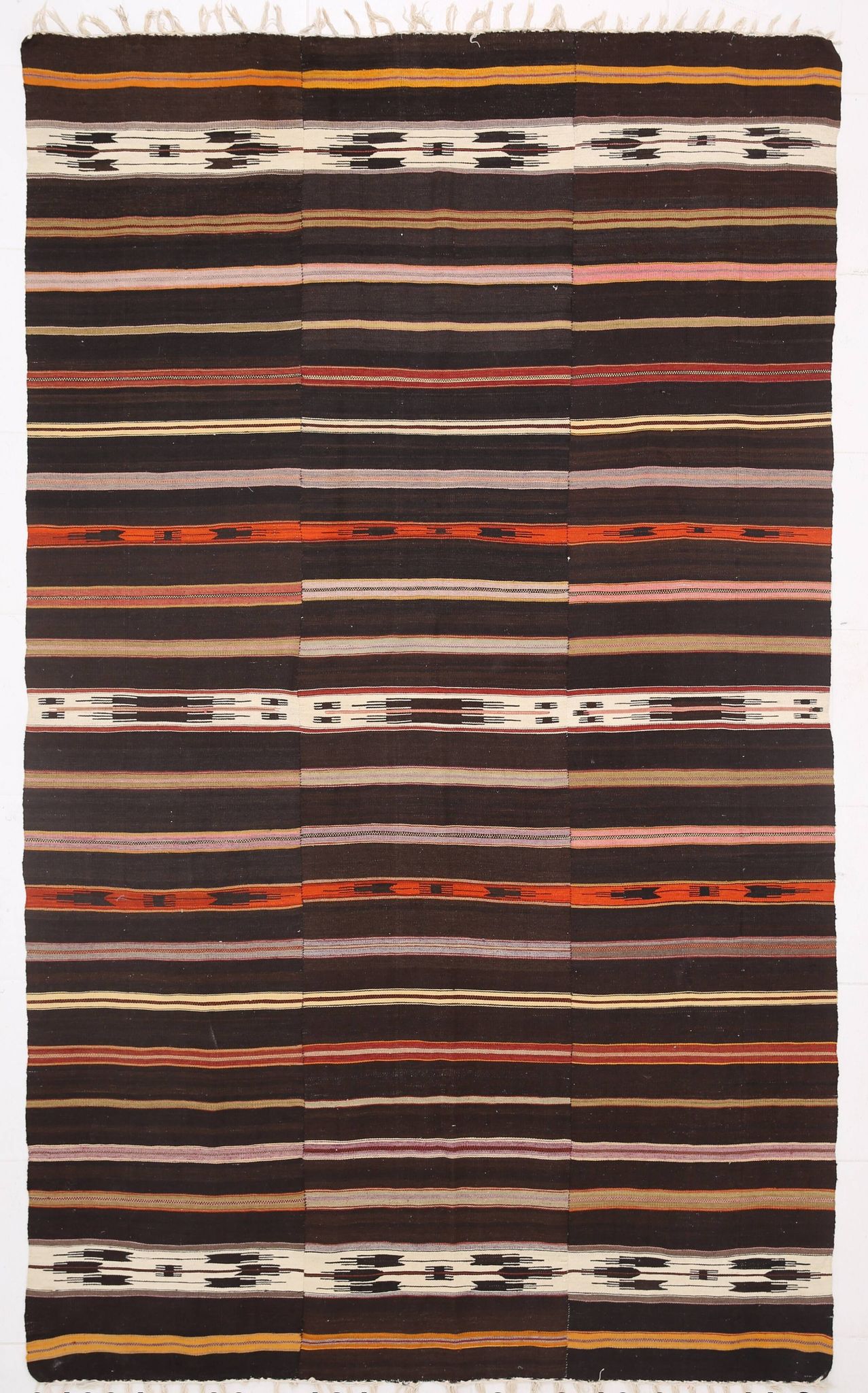 Tapis Kilim turc à motif marocain rayé en 100 % laine, 181x305 cm