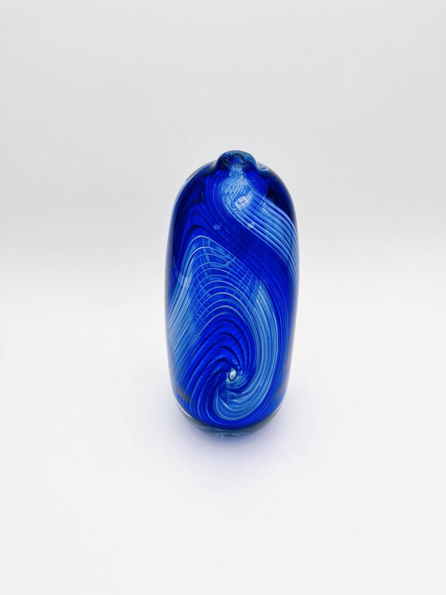 Large Vase R Pierini 1998 Blue White Glass Bubble 31cm 5kg Signed