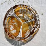 Magnificent Vintage Bohemian Ashtray in Cut Crystal of Yellow Orange