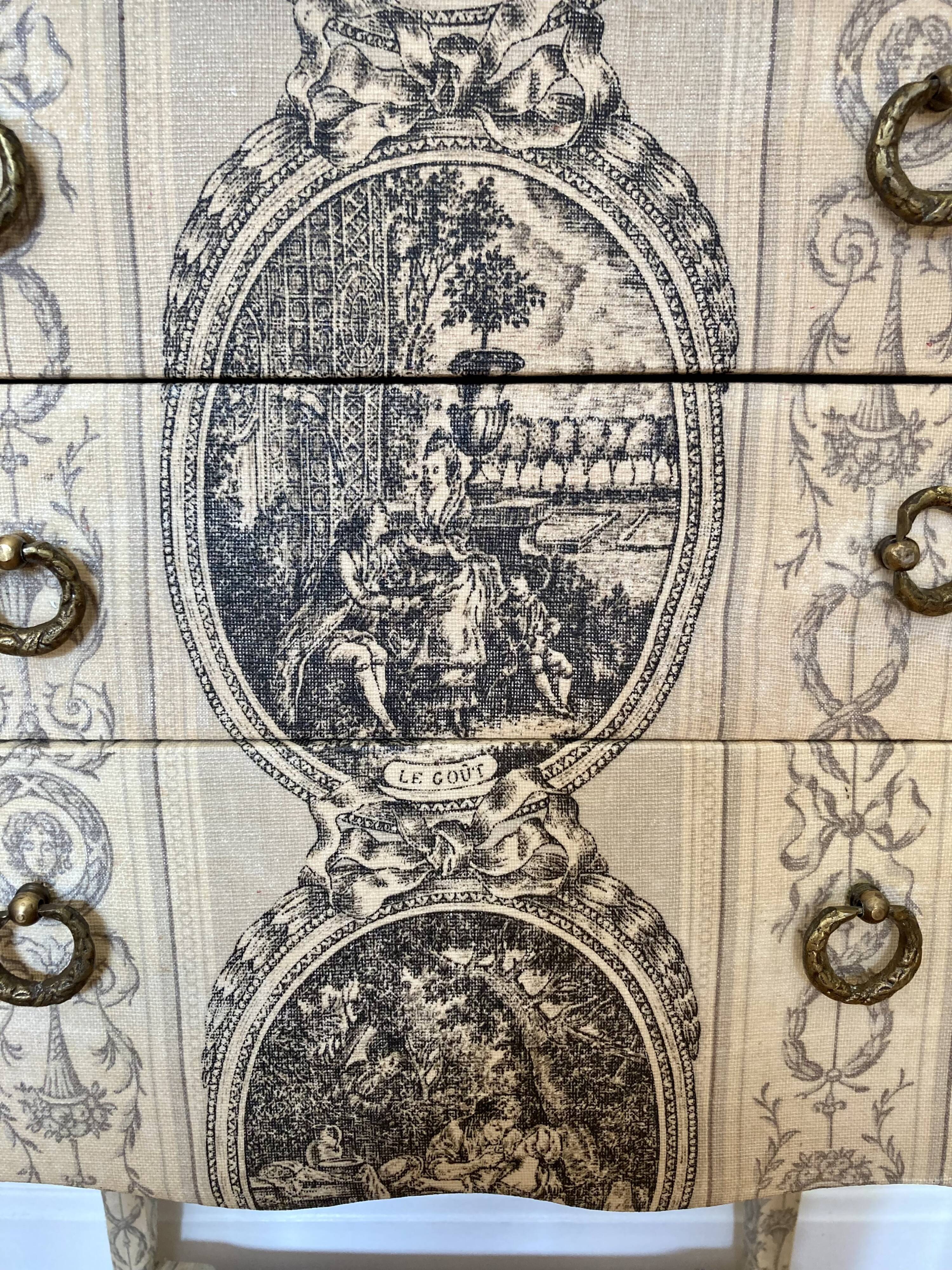 Meuble style Louis XV toile de Jouy