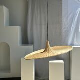 Large suspension, rattan luminaire in hat shape D:80cm