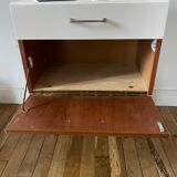 Wooden bedside table and nude