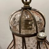 Pink Murano Glass Wrought Iron Light Pendant 1970’s