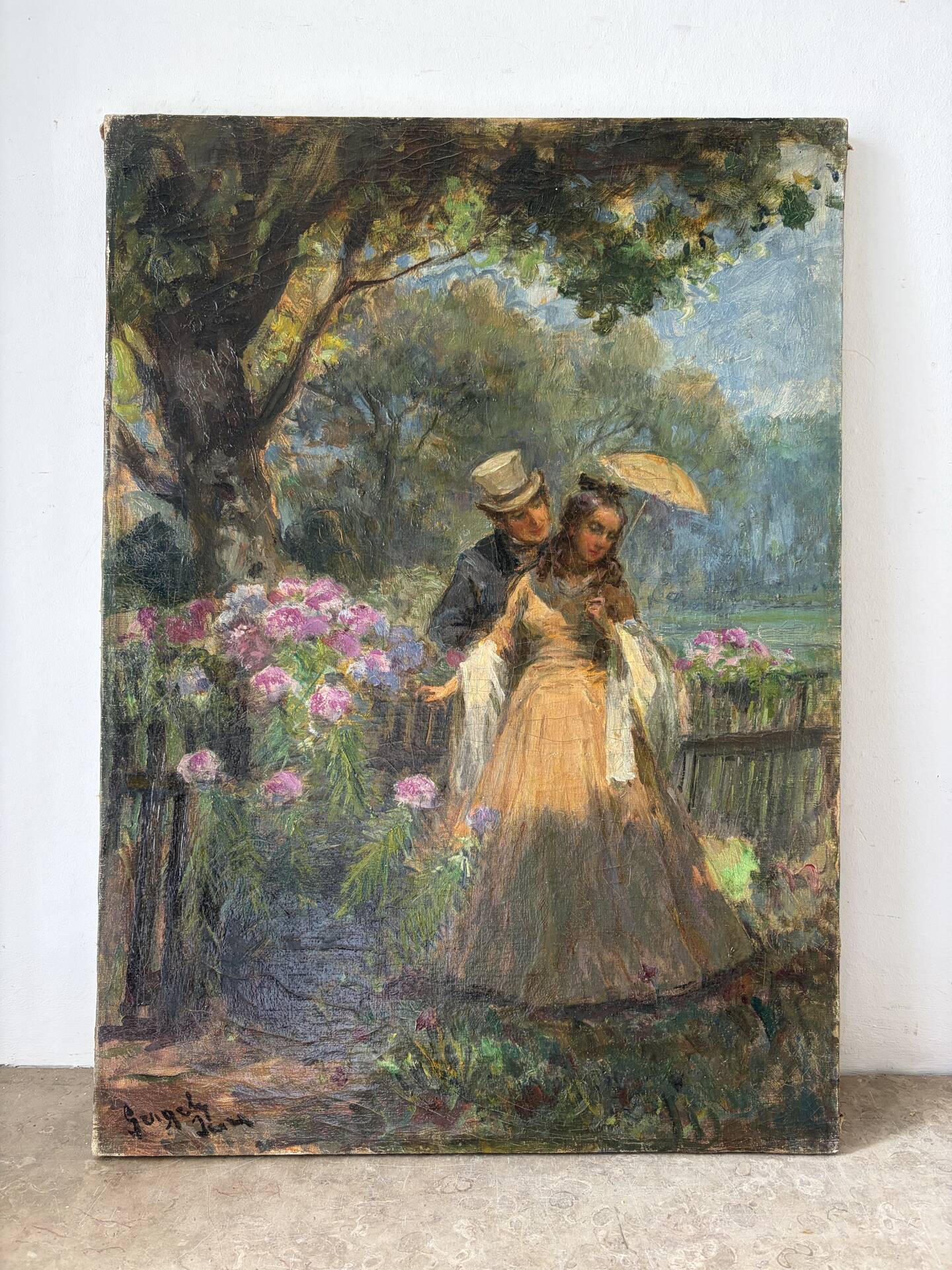 “La proposition”, huile sur toile signée
