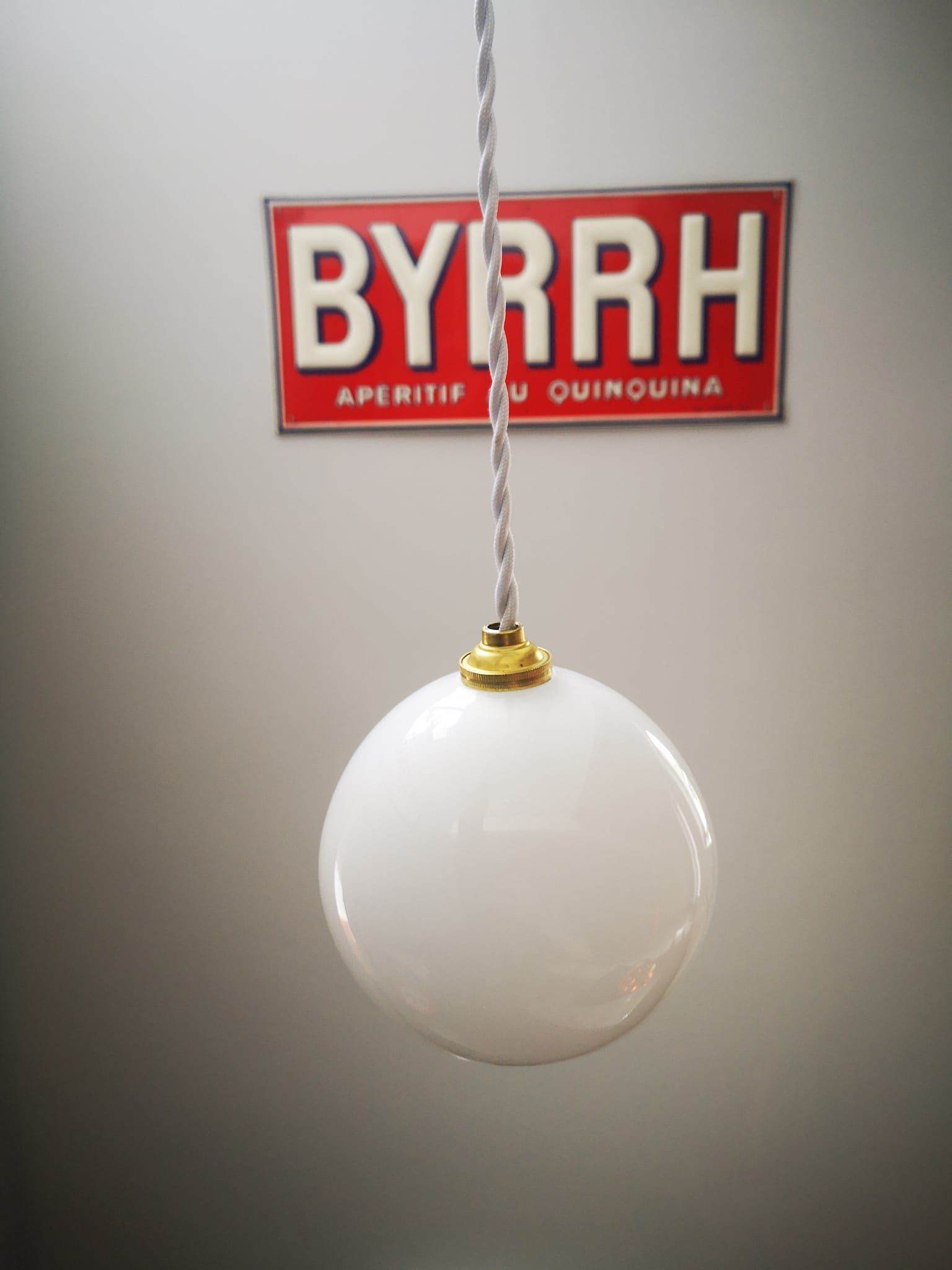 Sold opaline white globe