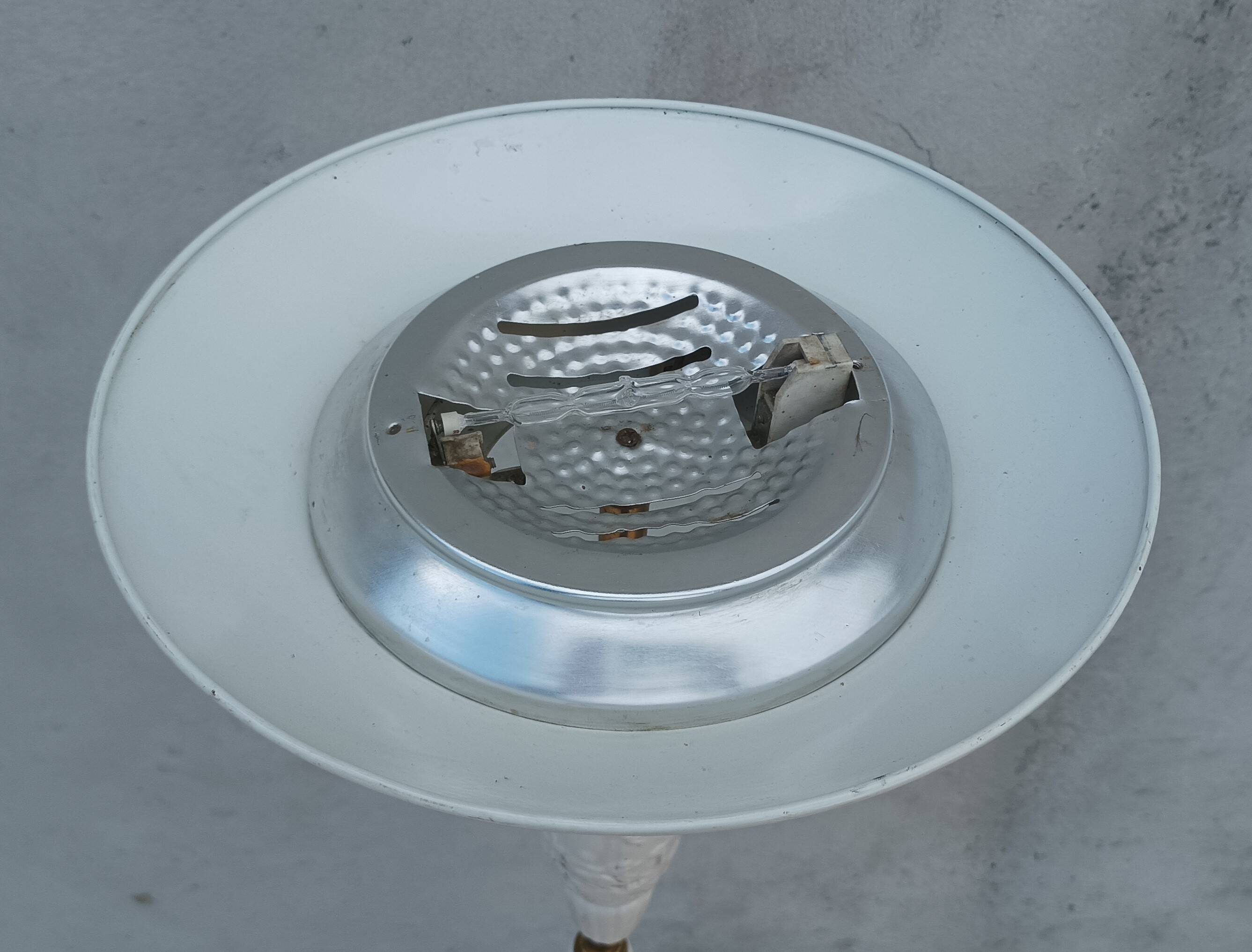 Halogen floor lamp from the 60s in marble ceramic and brass