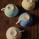 4 Céranord colored and gilded coffee cups