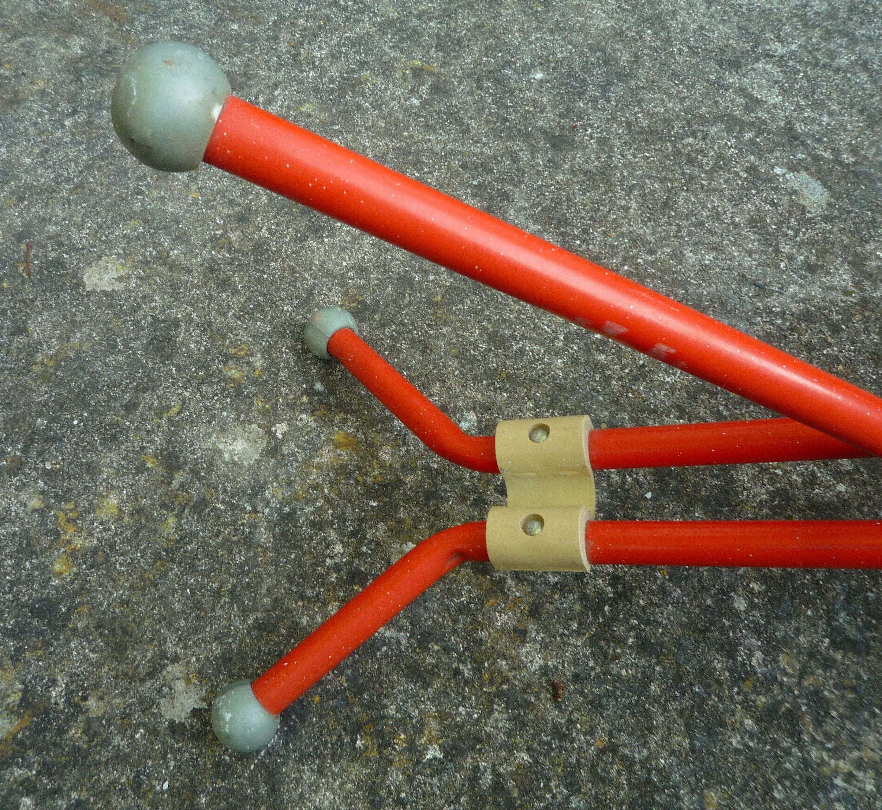 Ulisse cane stool/folding chair, red, Ivan Loss design, vintage Italian 1980s
