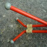 Ulisse cane stool/folding chair, red, Ivan Loss design, vintage Italian 1980s