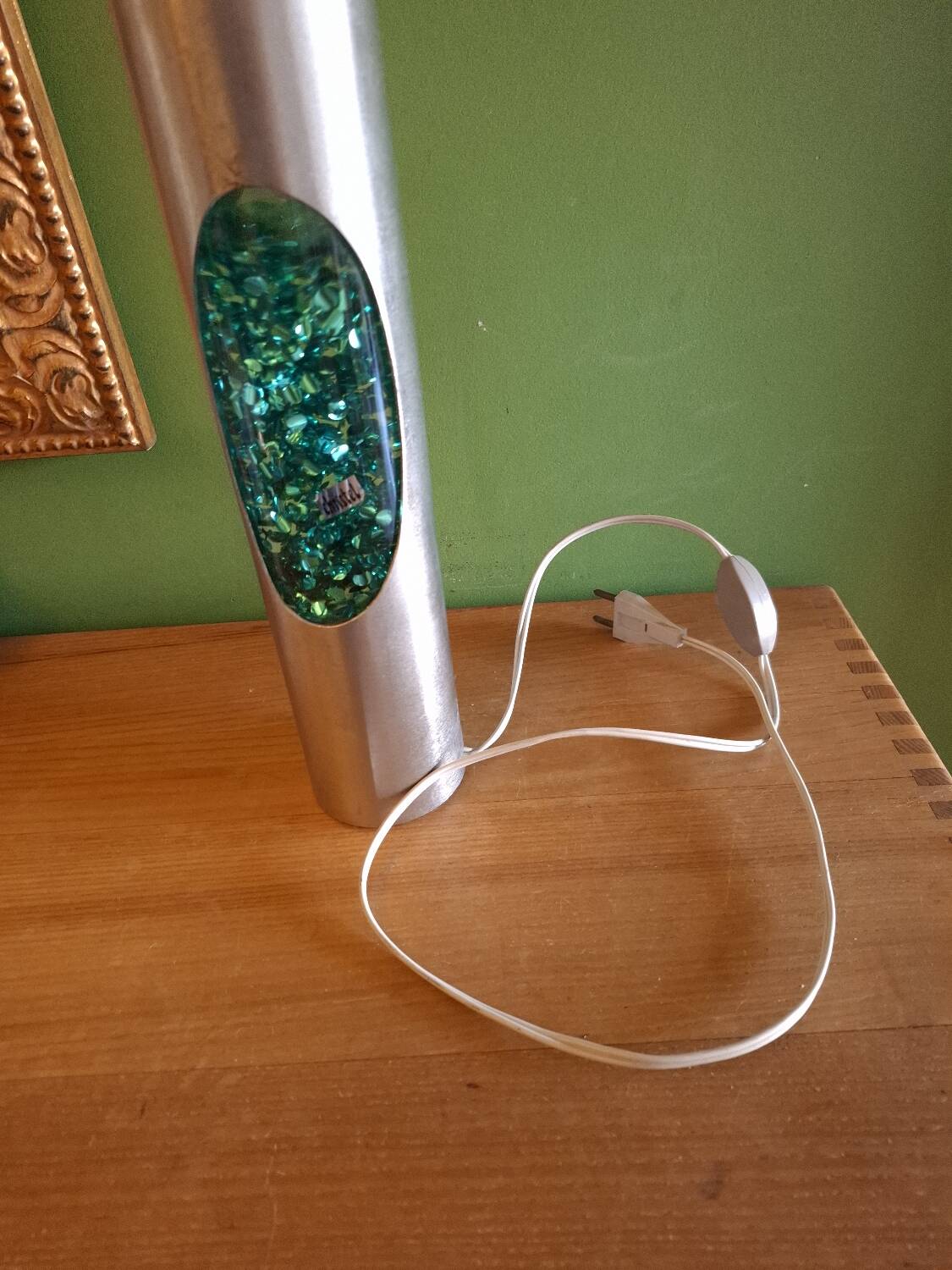 70s brushed aluminum glitter lamp
