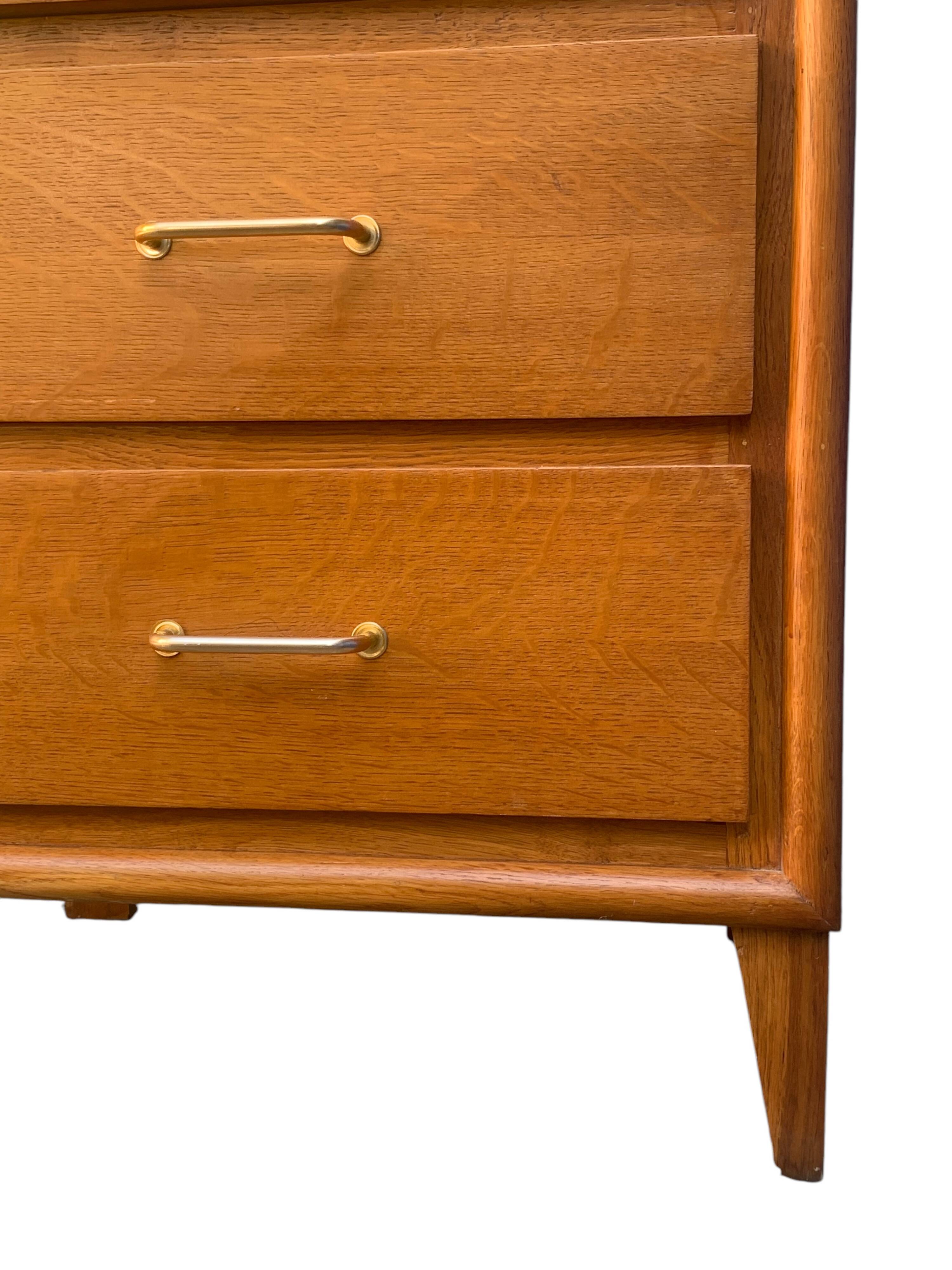 Vintage chest of drawers with oak compass legs, 1950s