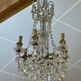6-light crystal and bronze chandelier - 19th century