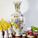 Vase forme balustre en céramique impression fleurs