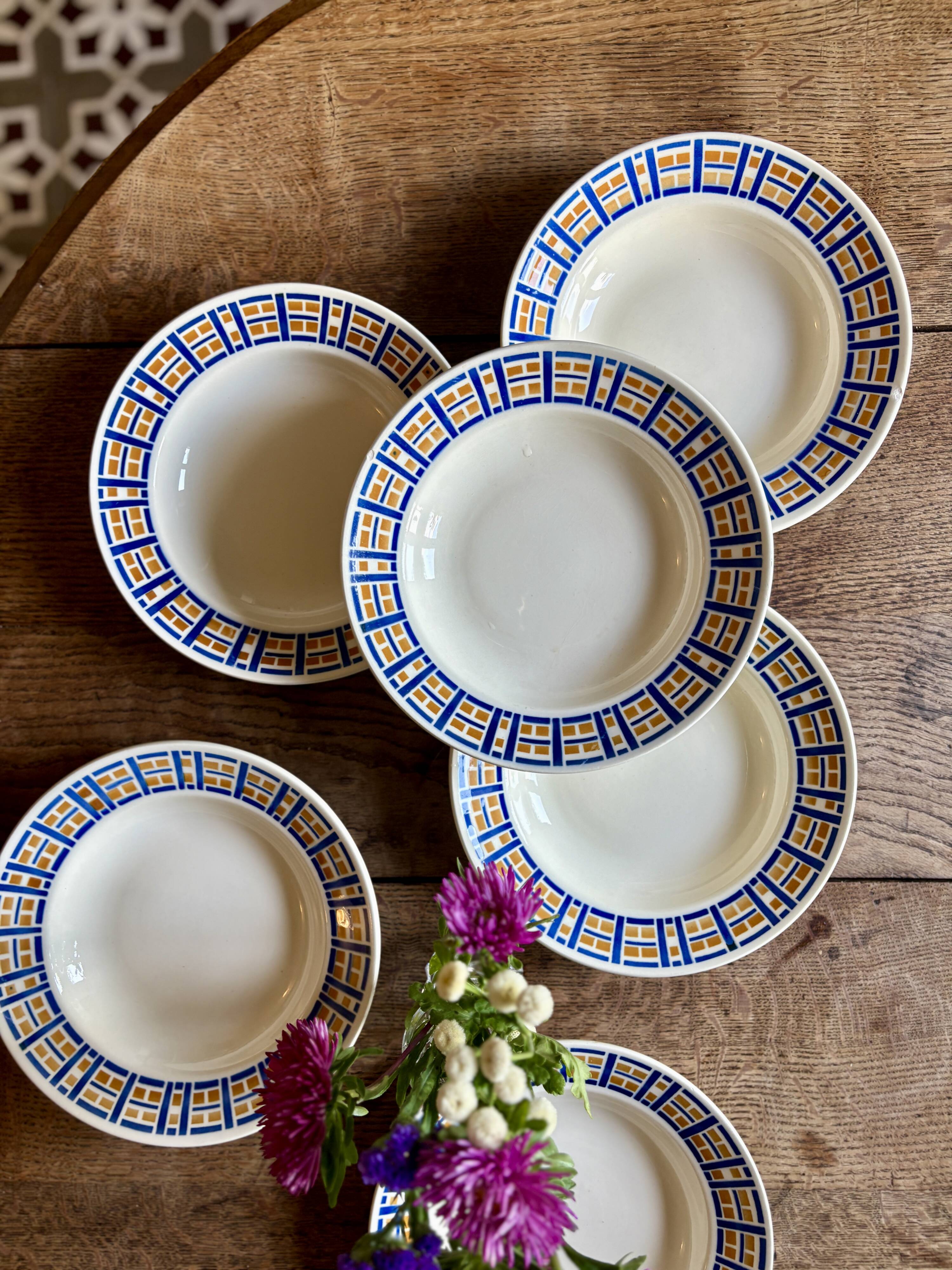 Set of 6 antique deep plates - Robinson de Badonvillier