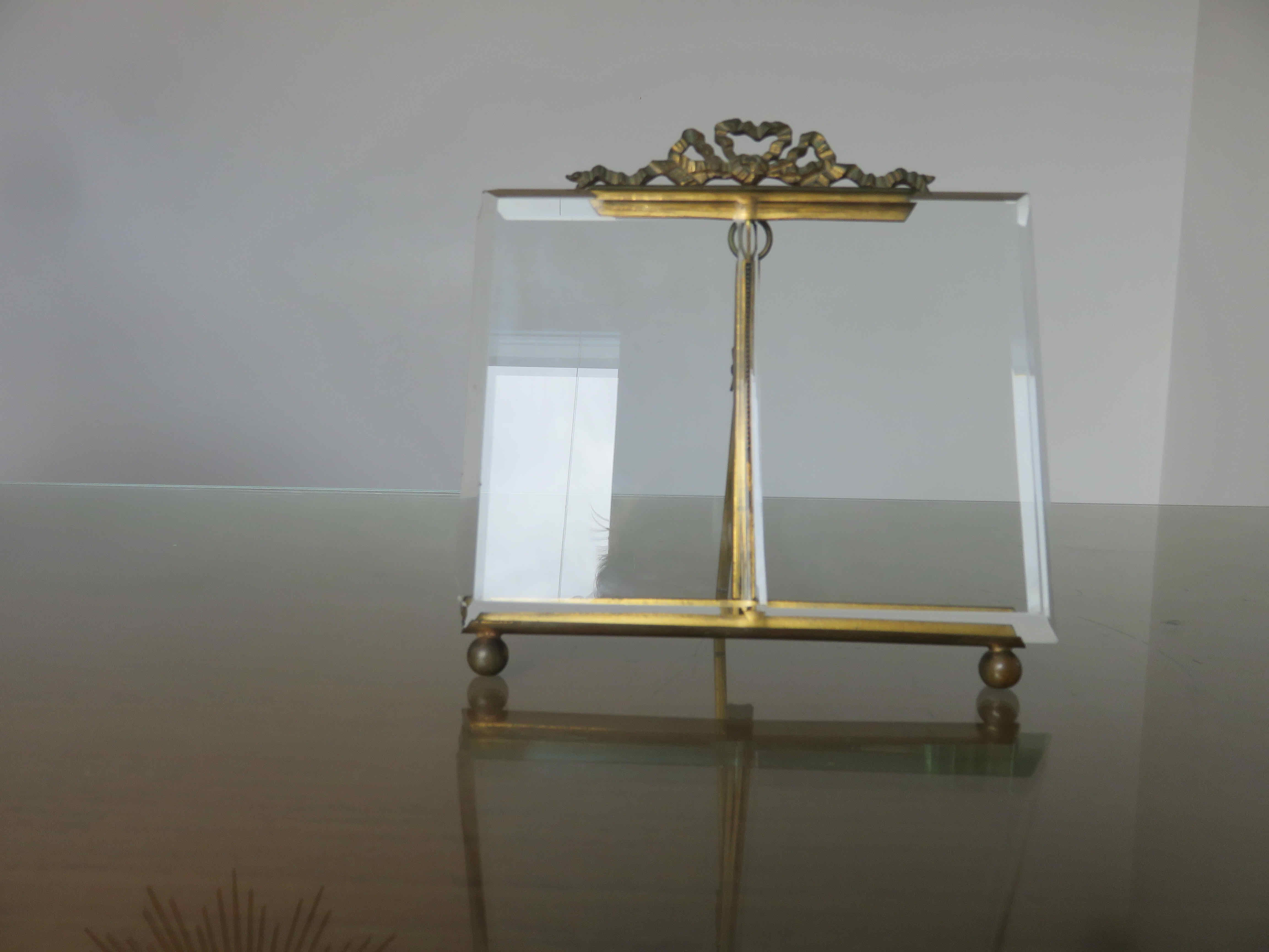 Napoleon III photo frame in brass and beveled glass