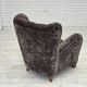 1960s, Danish design, reupholstered armchair, genuine sheepskin.