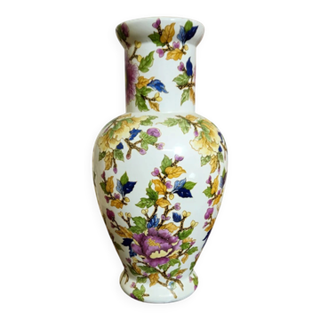 Vase en porcelaine décor floral – Style asiatique - XXeme
