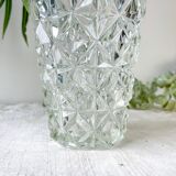 Small vintage glass vase with geometric pattern