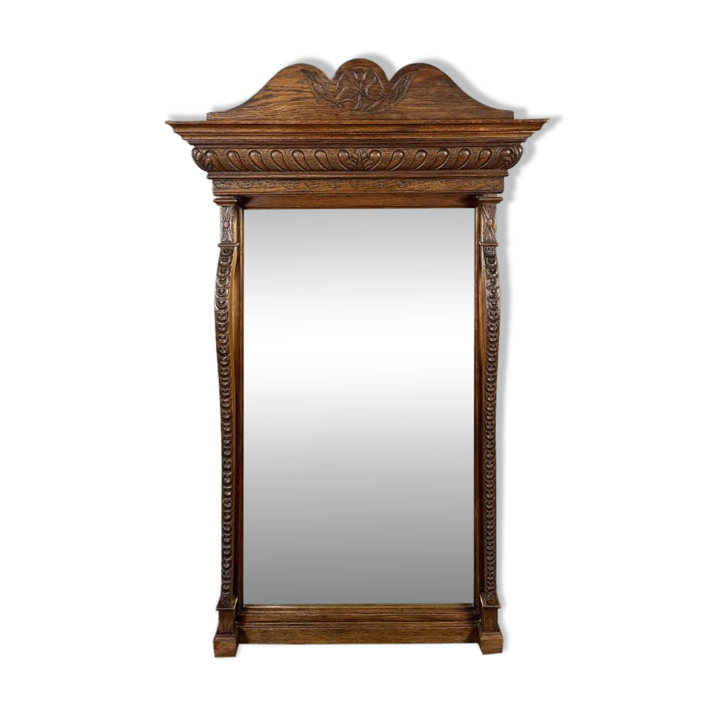 Large carved wooden mirror, late 19th century