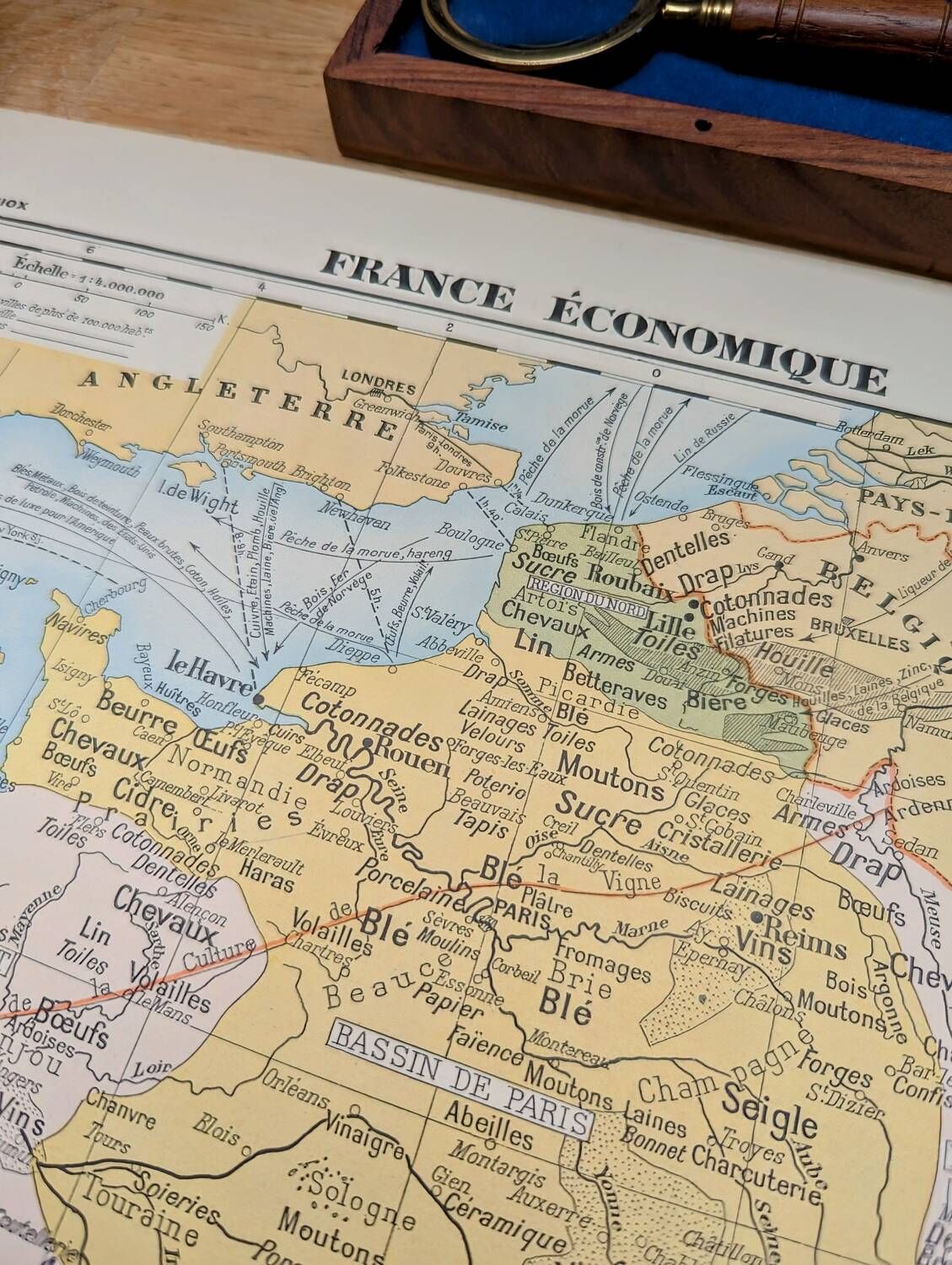 Printed in 1900, map of economic France.