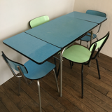 Vintage table in pool blue formica