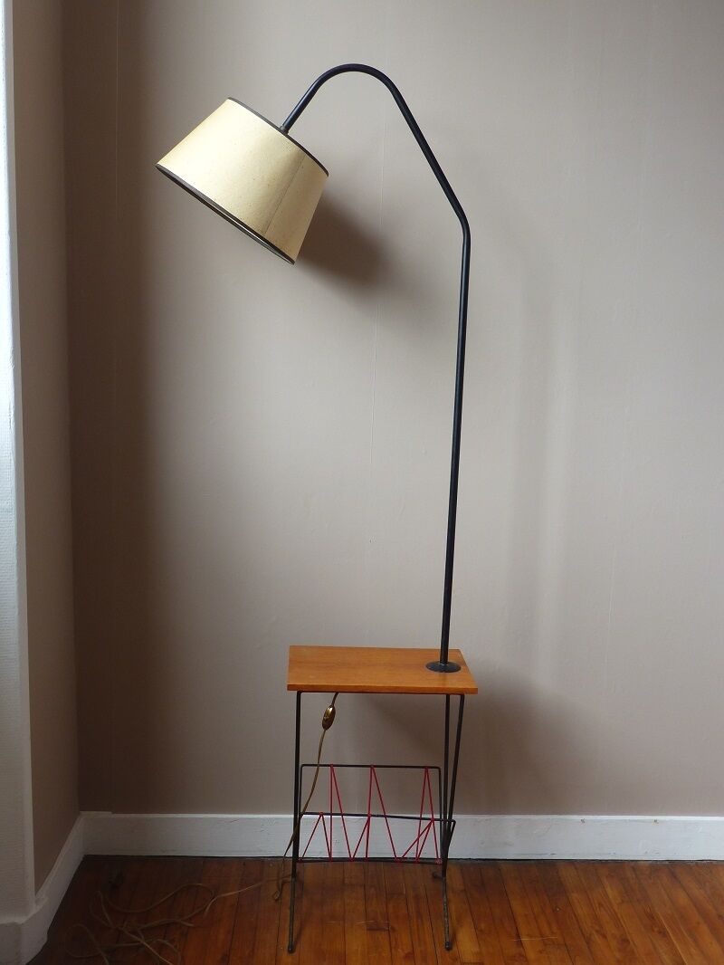 Floor lamp , scoubidou, and black painted metal