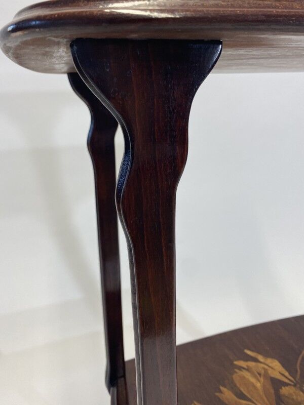 French Art Nouveau two-tier service table by Emile Gallé