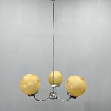 Lustre en chrome et verre dépoli des années 1950