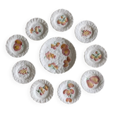 9 dessert plates and 1 barbotine dish from Sarreguemines