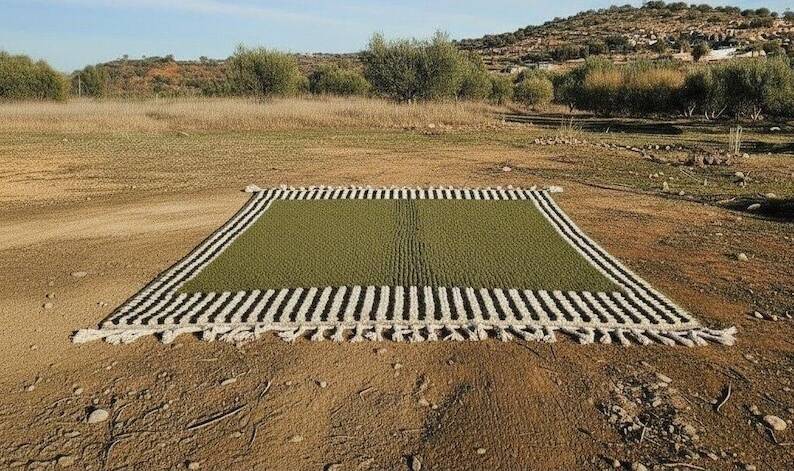 Authentic traditional natural wool beni ourain rug 3/4 m