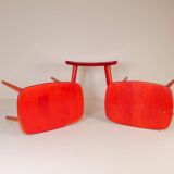 Swedish stools in red lacquered birch, Yngve Ekström "Palle", 1970s