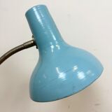 Lampe de table industrielle en col de cygne bleu, années 1960