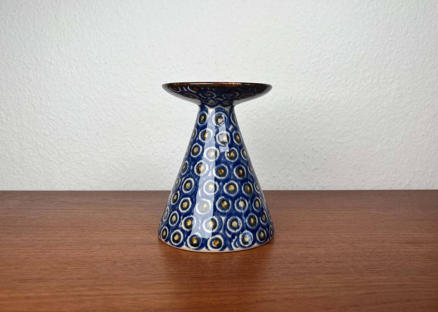 Mid-Century Modern German Vase with Peacock Design