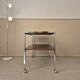Vintage chrome metal and wood rolling dessert trolley from the 70s-80s.