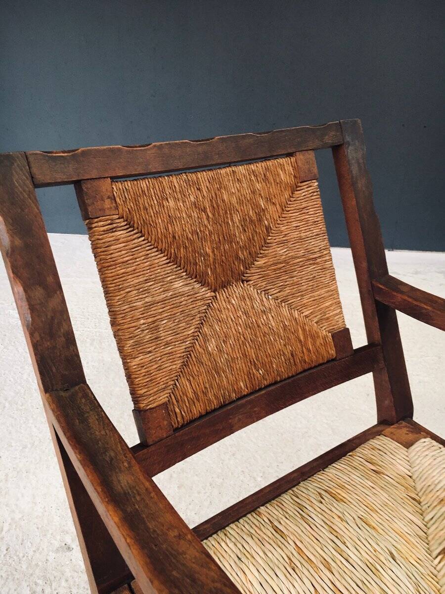 Arts & Crafts Handcrafted Low Lounge Armchairs, Belgium, 1920s, Set of 2