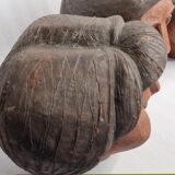 Set of 3 decorative women's heads in red terracotta