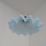 French Vintage 1930s Pale Blue Frilled Clichy Glass Lampshade Ceiling Light