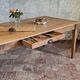 Solid oak farmhouse table "raw" 247x89, "chocolate oak" top