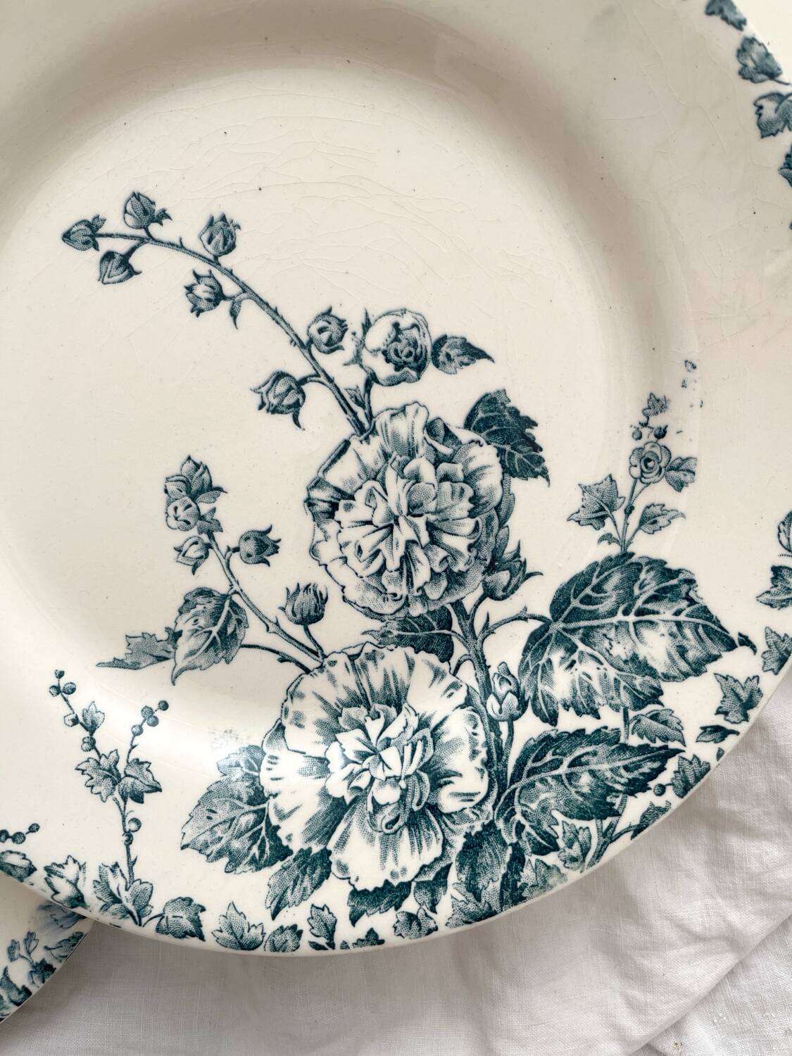 6 flat ironstone plates "Hollyhock" Gien